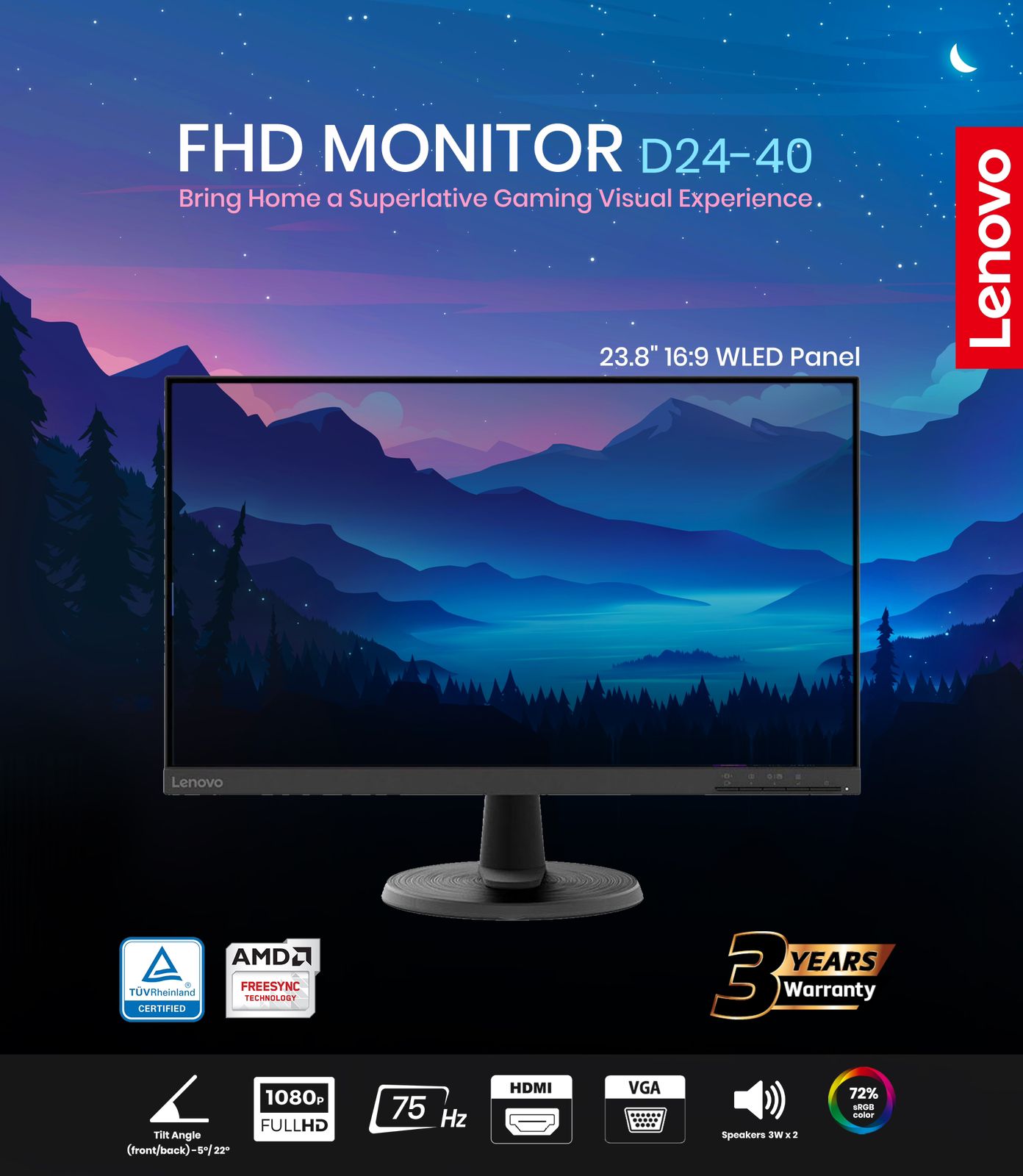 FHD Monitor Lenovo D24-40