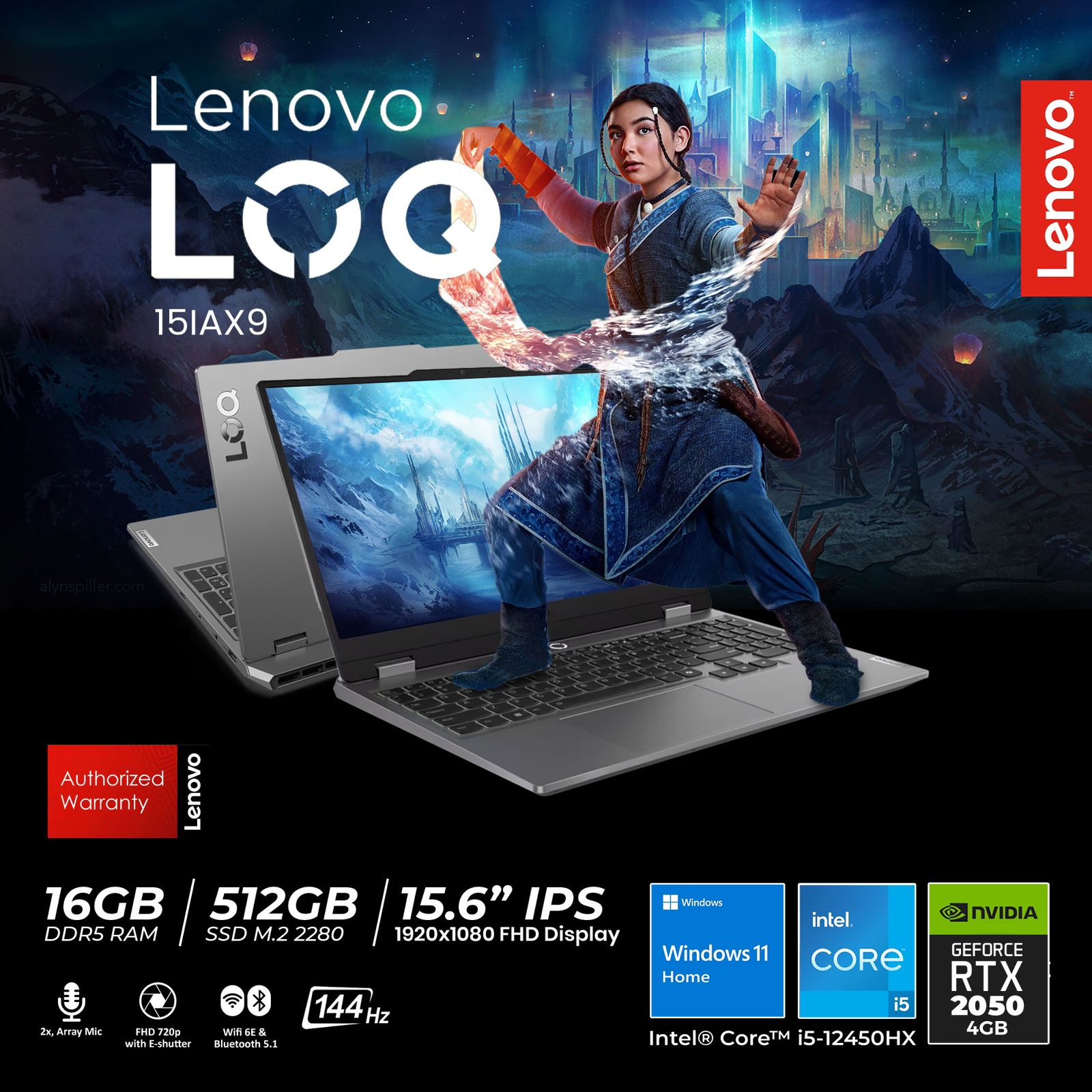 Lenovo LOQ 15IAX9 Gaming Laptop Intel® Core™ i5-12450HX RTX™ 2050 4GB GDDR6